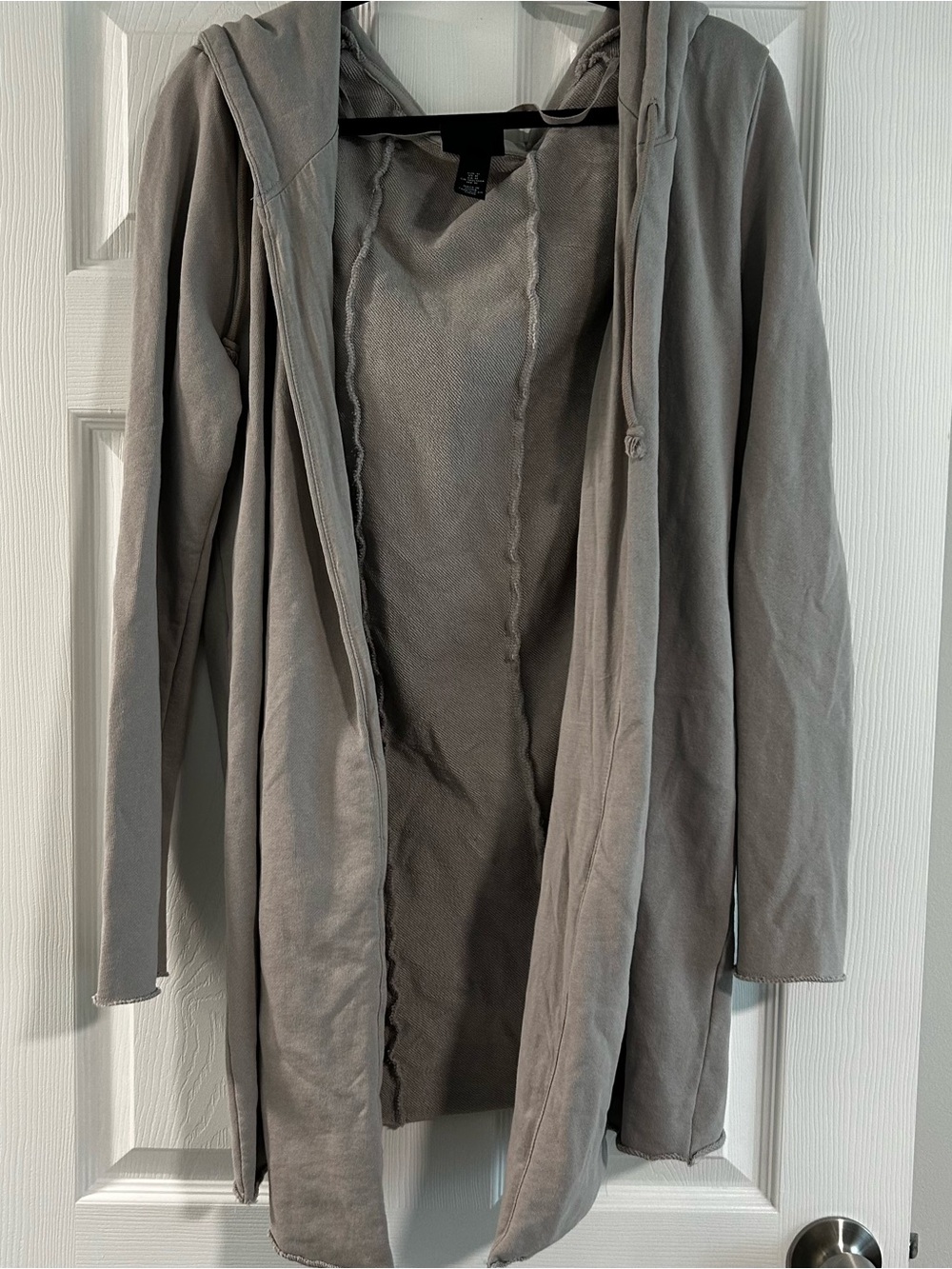 H&M Men’s Hooded Open-Front Long Hooded Cardigan - Gray